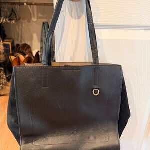 Elegant Black Leather Tote Bag